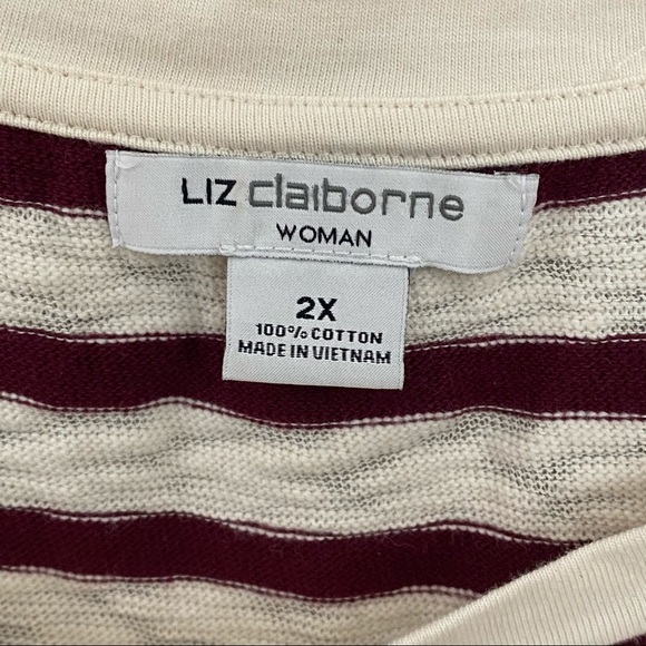 4/$30 Liz Claiborne Striped Crewneck Shirt SZ 2X - Picture 2 of 4